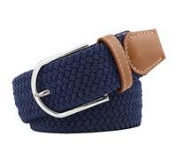 JK Home Cintura elastica intrecciata larga 3,3 cm, 3 misure, cintura in vita elastica con fibbia in pelle PU, cintura in tela casual da uomo e donna, Blu navy, 115 cm