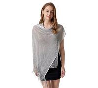 JK Home Sciarpe da donna scintillanti in rete metallica 190 x 45 cm con scialli di nappe, impacchi oversize