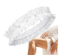 JK Trade® Giarrettiera da sposa per il matrimonio da sogno, taglia unica, elastica con pizzo e strass in filigrana, Garters for Bride, 100% fatto a mano