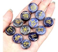 jkahh 12 pezzi di mini pietre naturali semipreziose rotonde in cristallo di quarzo ametista simboli costellazione zodiacale