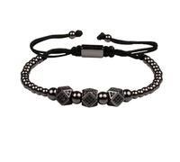 jkahh Bracciale da uomo in acciaio inossidabile da 4 mm, con perline in metallo, regolabile, corda intrecciata, braccialetto da donna per regali di, 19cm, Pietra, Agata