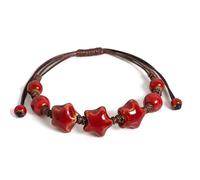 jkahh Braccialetto in ceramica smaltata fatto a mano con stella regolabile, per donne e uomini, idea regalo, 19 cm, Pietra, Agata