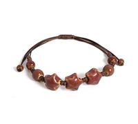 jkahh Braccialetto in ceramica smaltata fatto a mano con stella regolabile, per donne e uomini, idea regalo, 19 cm, Pietra, Agata