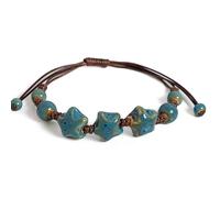 jkahh Braccialetto in ceramica smaltata fatto a mano con stella regolabile, per donne e uomini, idea regalo, 19cm, Pietra, Agata