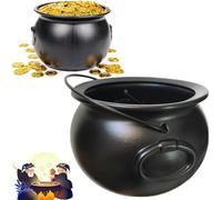 Jkapagzy Calderone nero in plastica, ciotola per caramelle di Halloween, grande secchio per strega, secchio per caldaia per Halloween e San Patrizio, decorazione per feste