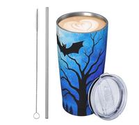 JKASDTRP Bicchiere da viaggio isolato in acciaio inox da 590 ml, a prova di perdite, tazza da caffè da viaggio con coperchio e cannuccia, una notte magica quando le stelle brillano bicchieri bicchieri