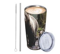 JKASDTRP Bicchiere da viaggio isolato in acciaio inox da 590 ml, a prova di perdite, tazza da caffè da viaggio con coperchio e cannuccia, mamma orso e i suoi cuccioli, tazze da bere regali per donne