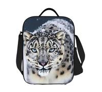 JKASDTRP Blue Eyed Snow Leopard - Borsa termica per il pranzo, riutilizzabile, a prova di perdite, con tracolla regolabile, per donne, uomini, lavoro, viaggi, picnic