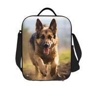 JKASDTRP Borsa termica per il pranzo con cane pastore tedesco in esecuzione, riutilizzabile, a prova di perdite, borsa termica con tracolla regolabile, per donne e uomini, lavoro, viaggi, picnic