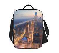 JKASDTRP City Picture Night - Borsa termica per il pranzo, riutilizzabile, a prova di perdite, con tracolla regolabile, per donne, uomini, lavoro, viaggi, picnic