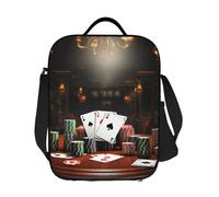 JKASDTRP Grande borsa termica per il pranzo da torneo di poker, riutilizzabile, a prova di perdite, borsa termica con tracolla regolabile, per donne, uomini, lavoro, viaggi, picnic