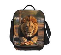 JKASDTRP Leone 3D africano safari animali grande borsa termica pranzo riutilizzabile a prova di perdite Lunch Box Cooler Tote Bag con tracolla regolabile per cibo per donne uomini lavoro viaggio