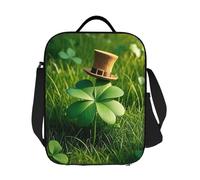 JKASDTRP Lucky Clover Tree Elf Hat Grande Borsa termica per il pranzo riutilizzabile a prova di perdite, borsa termica con tracolla regolabile per trasportare cibo per donne e uomini, lavoro, viaggi