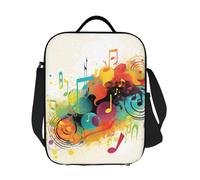 JKASDTRP Musica astratta a tema grande borsa termica per il pranzo riutilizzabile a prova di perdite Lunch Box Cooler Tote Bag con tracolla regolabile Food Carrier per le donne uomini lavoro viaggio