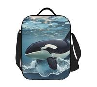 JKASDTRP Orca Killer Whale, borsa termica per il pranzo, riutilizzabile, a prova di perdite, con tracolla regolabile, per donne, uomini, lavoro, viaggi, picnic