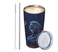 JKASDTRP Tumbler da 590 ml in acciaio inox isolato bicchieri da viaggio a tenuta stagna tazza da caffè da viaggio con coperchio e cannuccia Leo segreto astrologia master drink tazze regali per donne