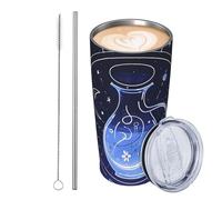 JKASDTRP Tumbler da 590 ml in acciaio inox isolato bicchieri da viaggio a tenuta stagna tazza da caffè da viaggio con coperchio e cannuccia Acquario segreto astrologia master drink tazze regali per