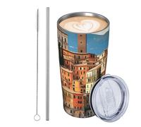 JKASDTRP Tumbler da 590 ml in acciaio inox isolato bicchieri da viaggio a tenuta stagna tazza da caffè da viaggio con coperchio e cannuccia bella Italia bicchieri bicchieri regali per donne uomini