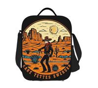 JKASDTRP Wild Desert With Cowboys - Borsa termica per il pranzo, riutilizzabile, a prova di perdite, con tracolla regolabile, per donne, uomini, lavoro, viaggi, picnic