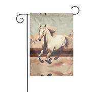 JKDGOJ Bandiera da giardino con immagine di cavallo bianco rampante, adatta per tutte le stagioni, 30,5 x 45,7 cm