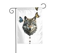 JKDGOJ Bandiera da giardino con immagine di un lupo brutale, adatta per tutte le stagioni, 30,5 x 45,7 cm