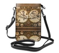 JKDGOJ Borsa a tracolla vintage con stampa di mappa del mondo antico, borsa per cellulare, piccolo portafoglio da donna, un regalo pratico adatto per uscire, fare esercizio fisico e fare shopping