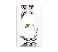 JKDGOJ Cartone animato piccolo cane bianco Stampe Doppio pannello a parete presa copertura di alimentazione domestica durevole per prese decorative e interruttori