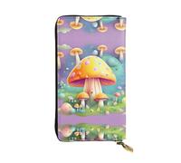 JKDGOJ Fantasy Dream Mushroom Prints Portafoglio lungo da donna in pelle con cerniera per carte di credito di grande capacità