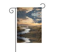 JKDGOJ Fiumi e pianure immagine Bandiera da giardino Bandiera da cortile all'aperto adatta a tutte le stagioni 30,5 x 45,7 cm