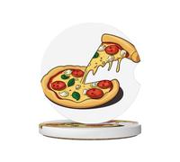 JKDGOJ Formaggio Pizza Stampe Auto Sottobicchieri 2 Assorbenti Ceramica Anti Slip Bevande Pads, Decorazioni Auto