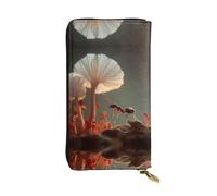 JKDGOJ Formiche e funghi Stampe Portafoglio lungo in pelle da donna borsa con cerniera per carte di credito di grande capacità