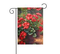 JKDGOJ Gerani rossi immagine Bandiera da giardino Bandiera da cortile all'aperto adatta a tutte le stagioni 30,5 x 45,7 cm