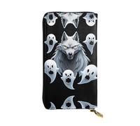JKDGOJ Ghost leader Prints Portafoglio lungo da donna in pelle con cerniera per carte di credito di grande capacità
