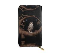 JKDGOJ Gufo sotto il cielo stellato Stampe Portafoglio lungo da donna in pelle con cerniera per carte di credito di grande capacità