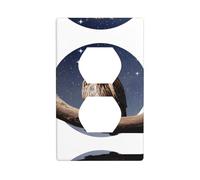 JKDGOJ Gufo sotto la luna Stampe Pannello a parete doppia presa elettrica domestica copertura durevole per prese decorative e interruttori