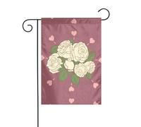 JKDGOJ Immagine rosa bianca dell'amore Bandiera da giardino Bandiera da cortile all'aperto adatta a tutte le stagioni 30,5 x 45,7 cm
