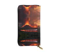 JKDGOJ L'eruzione Kilauea vulcano Stampe Donna in pelle lungo portafoglio palmare grande capacità carta di credito borsa con cerniera