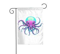 JKDGOJ Neon Kraken Core image Bandiera da giardino Bandiera da cortile all'aperto adatta a tutte le stagioni 30,5 x 45,7 cm