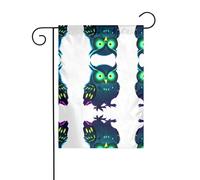 JKDGOJ Neon Owl Nightvision immagine Bandiera da giardino Bandiera da cortile all'aperto adatta a tutte le stagioni 30,5 x 45,7 cm
