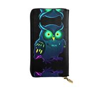 JKDGOJ Neon Owl Nightvision Prints Portafoglio lungo in pelle da donna con cerniera per carte di credito di grande capacità