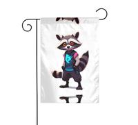 JKDGOJ Neon Raccoon Hack immagine Bandiera da giardino Bandiera da cortile all'aperto adatta a tutte le stagioni 30,5 x 45,7 cm