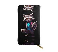 JKDGOJ Neon Raccoon Hack Prints Portafoglio lungo in pelle da donna con cerniera per carte di credito di grande capacità