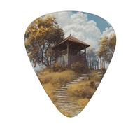 JKDGOJ Pavilion on the hill Pattern Plettro per chitarra 12 pezzi con tre combinazioni di plettri di spessore adatto per basso e ukulele
