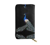JKDGOJ Peacock Spreads Its Tail Prints Portafoglio lungo da donna in pelle con cerniera per carte di credito di grande capacità