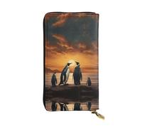 JKDGOJ Penguin looking at the sky Prints Portafoglio lungo da donna in pelle con cerniera per carte di credito di grande capacità