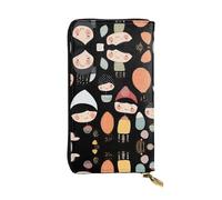 JKDGOJ Piccola gente immagine disegno Stampe Portafoglio lungo in pelle da donna borsa con cerniera per carte di credito di grande capacità