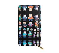 JKDGOJ Pixel Bear Riot Prints Portafoglio lungo da donna in pelle con cerniera per carte di credito di grande capacità