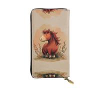 JKDGOJ Pony con criniera rossa Stampe Portafoglio lungo da donna in pelle con cerniera per carte di credito di grande capacità