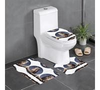 JKDGOJ Set di 3 tappeti da bagno con immagine di gufo sotto la luna, set di tappeti da bagno antiscivolo, facili da pulire e mantenere, bloccano l'umidità e durevoli
