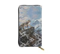 JKDGOJ Snow Leopard Patrol Mountain Prints Portafoglio lungo da donna in pelle con cerniera per carte di credito di grande capacità